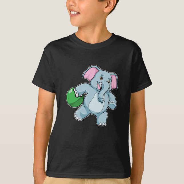 Camiseta Elefante en el Bowling con bolas (Anverso)