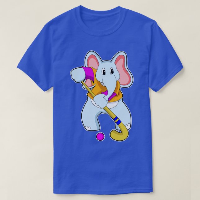 Camiseta Elefante en el hockey con bate de hockey (Diseño del anverso)