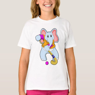 Camiseta Elefante en el hockey con bate de hockey