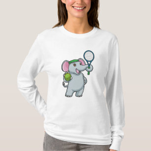 Camiseta Elefante en el tenis con raqueta de tenis