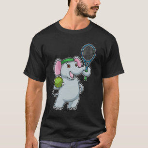 Camiseta Elefante en el tenis con raqueta de tenis