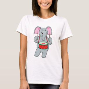 Camiseta Elefante en la música con tambor