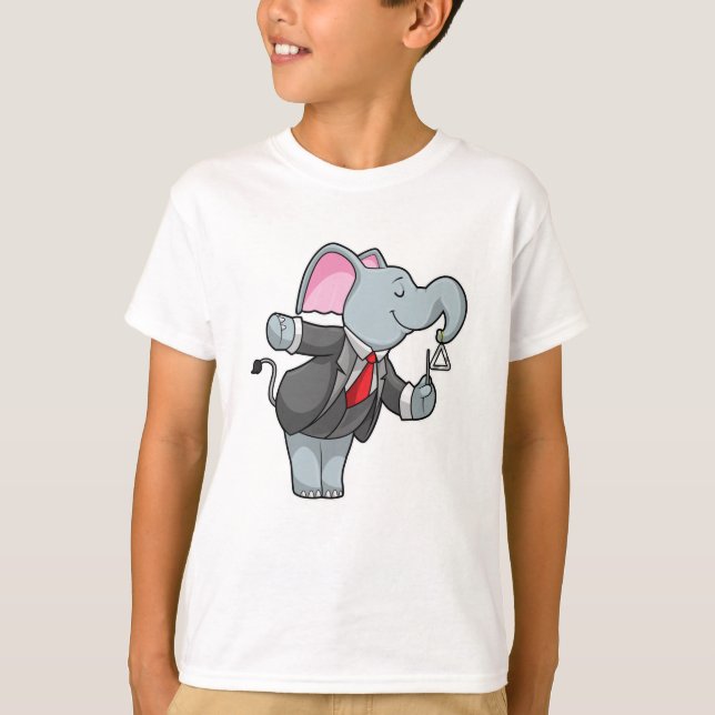 Camiseta Elefante en la música con triángulo (Anverso)