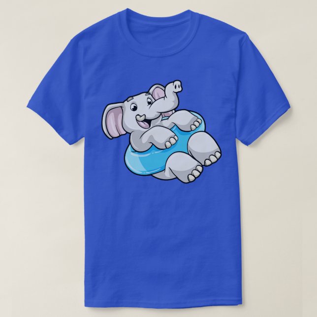 Camiseta Elefante en Natación con Anillo de Natación (Diseño del anverso)