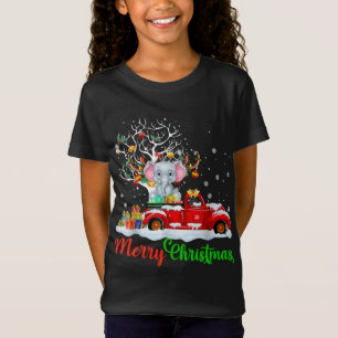 Camiseta Elefante En Navidades De Camiones Rojos Pajama Div