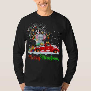 Camiseta Elefante En Navidades De Camiones Rojos Pajama Div