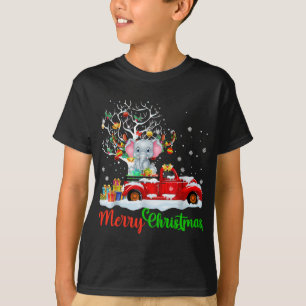 Camiseta Elefante En Navidades De Camiones Rojos Pajama Div