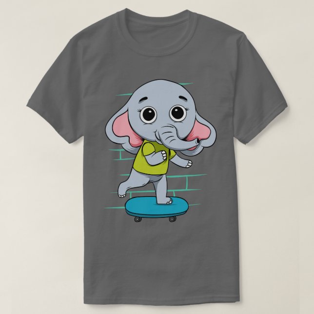 Camiseta Elefante En Skateboard (Diseño del anverso)