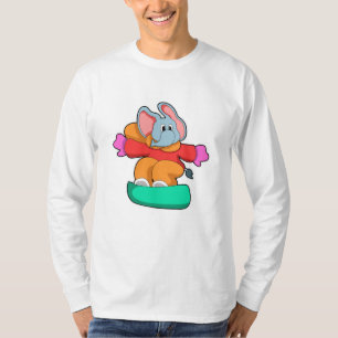 Camiseta Elefante en Snowboard con Snowboard