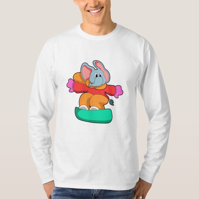 Camiseta Elefante en Snowboard con Snowboard (Anverso)