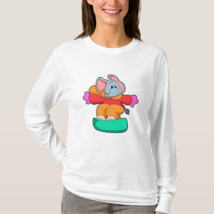 Camiseta Elefante en Snowboard con Snowboard
