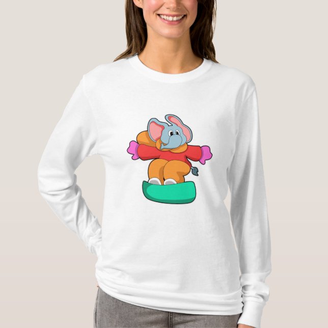 Camiseta Elefante en Snowboard con Snowboard (Anverso)