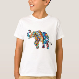 Camiseta Elefante en un patrón fílmico de cebra