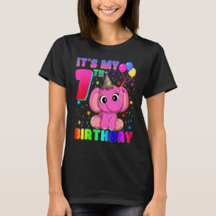 Camiseta Elefante es mi sétimo cumpleaños, Animal Kids Boys