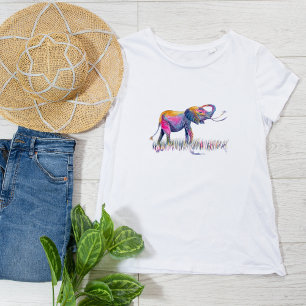 Camiseta Elefante Feliz Colorido Acuarela