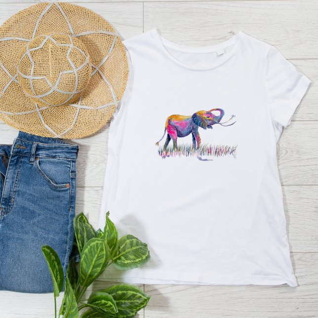 Camiseta Elefante feliz de color acuático (Subido por el creador)