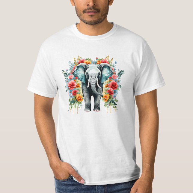 Camiseta Elefante floral colorido (Anverso)