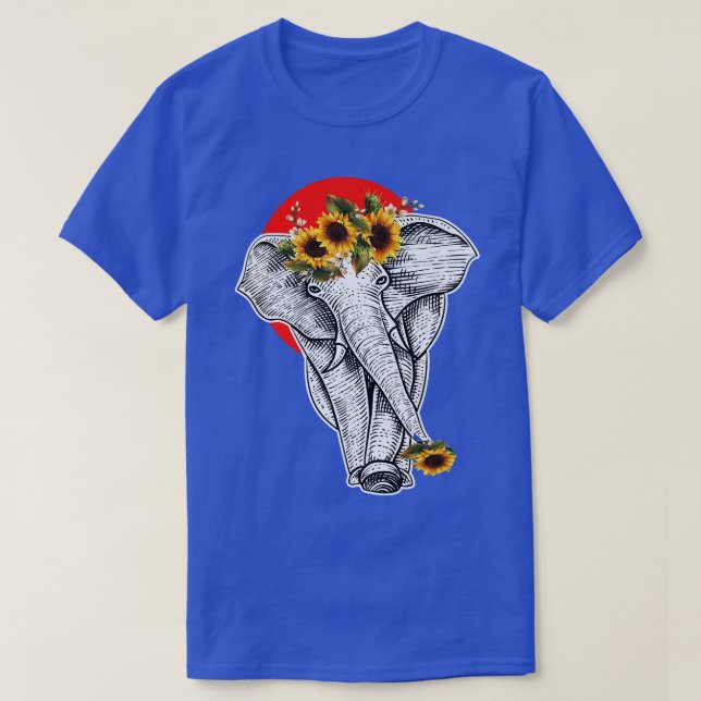Camiseta Elefante Floral de girasol femenino gráfico estéti (Diseño del anverso)