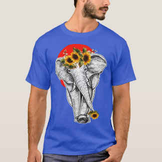 Camiseta Elefante Floral de girasol femenino gráfico estéti