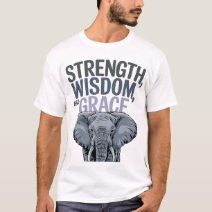 Camiseta Elefante 'Fuerza, sabiduría, gracia' Arte