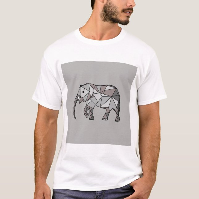 Camiseta elefante geométrico, obispo gris 2 (Anverso)