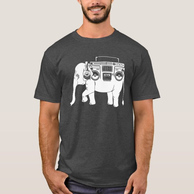 Camiseta Elefante Ghetto Blaster retro (Anverso)