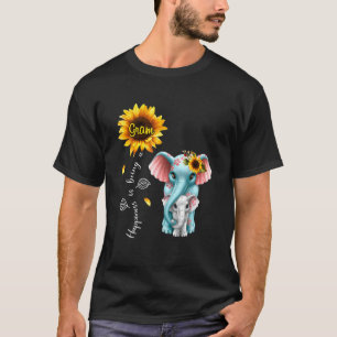 Camiseta Elefante Girasol Felicidad Es Ser Gramo Navidad