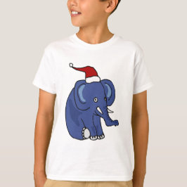 Camiseta Elefante gracioso en arte de Navidades de Santa Ha