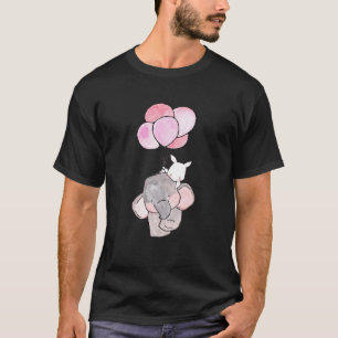 Camiseta Elefante Gracioso Y Conejo Blanco Con Globos