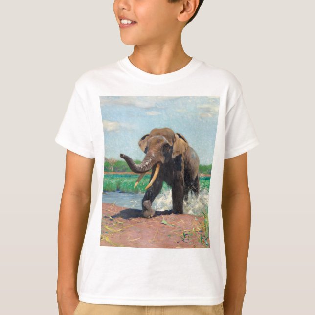 Camiseta Elefante indio en un agujero de agua de Wilhelm Ku (Anverso)