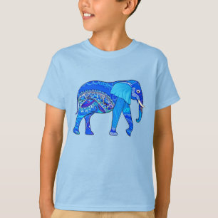 Camiseta Elefante indio en un patrón árabe azul