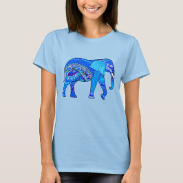 Camiseta Elefante indio en un patrón árabe azul