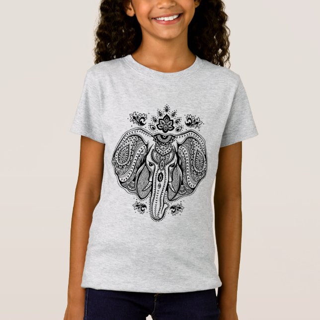 Camiseta Elefante indio inspirado del vintage (Anverso)