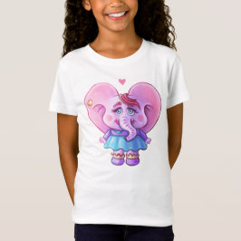 Camiseta Elefante Kawaii Rosa Enamorado
