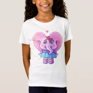 Camiseta Elefante Kawaii Rosa Enamorado