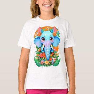 Camiseta Elefante lindo con flores