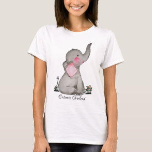 Camiseta Elefante lindo del bebé de la acuarela con Rubor