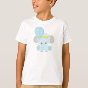 Camiseta Elefante lindo, elefante con globo, corona, estrel
