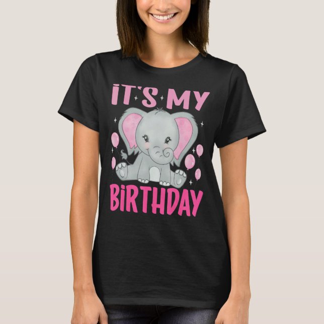 Camiseta Elefante Lindo Es Mi Cumpleaños (Anverso)