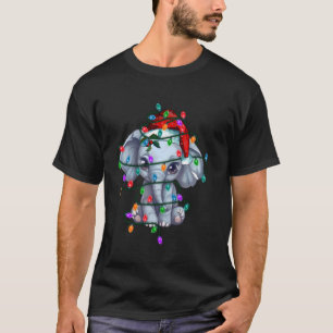 Camiseta Elefante lindo Navidades de Sombrero de Santa Fe e