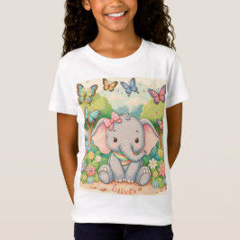 Camiseta Elefante lindo personalizable y mariposas