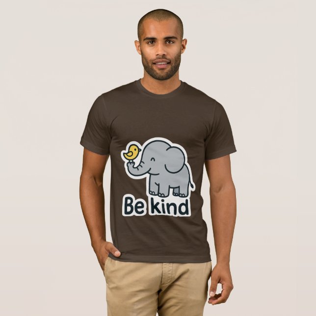 Camiseta elefante lindo y pegatina de aves (Anverso completo)