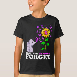 Camiseta Elefante Listón Morado Fin Conciencia Alzheimer