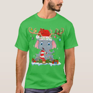 Camiseta Elefante Lover Xmas enciende reno Santa Elefante