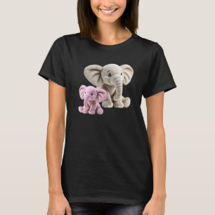 Camiseta Elefante madre y su cría elefante rosa.