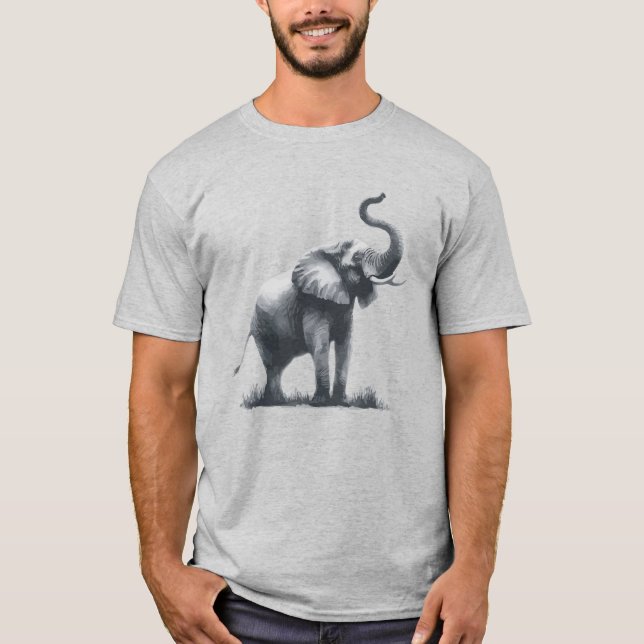 Camiseta Elefante majestuoso con tronco levantado (Anverso)