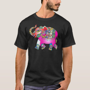 Camiseta Elefante Mandala - Colorido Psicodélico Arcoiris