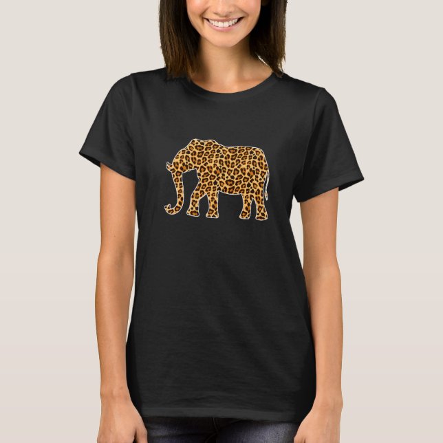 Camiseta Elefante Mascota Animal Chicas Leopardo de la impr (Anverso)