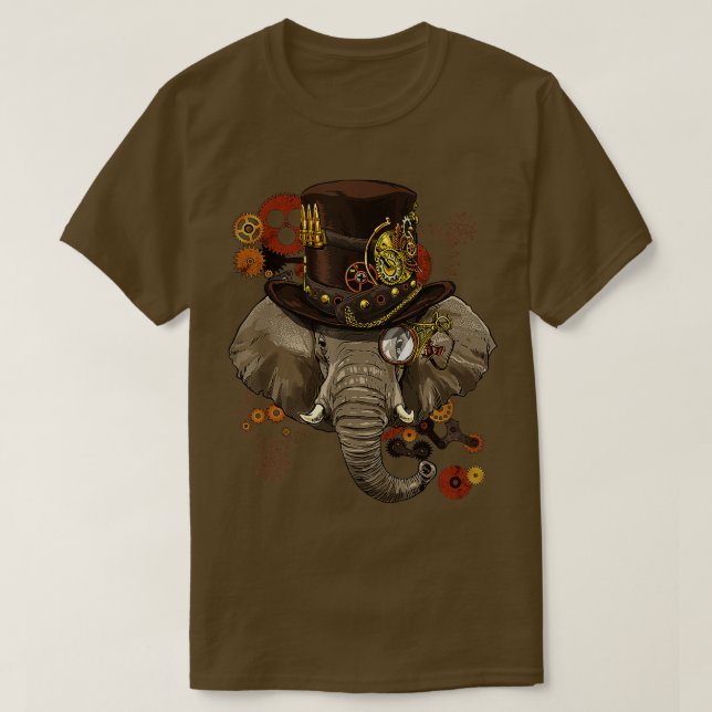 Camiseta Elefante Mecánico de Steampunk (Diseño del anverso)