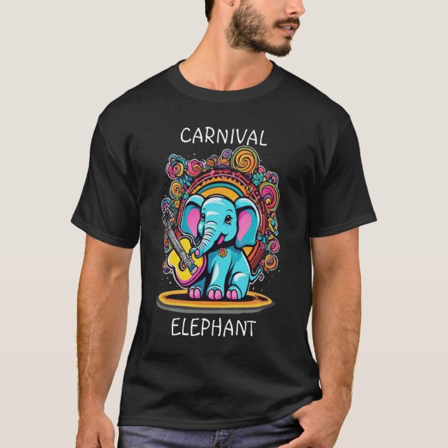 Camiseta Elefante Melódico Mamífero Toca Guitarra (Anverso)